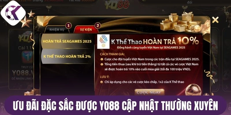 Ưu đãi đặc sắc được Yo88 cập nhật thường xuyên
